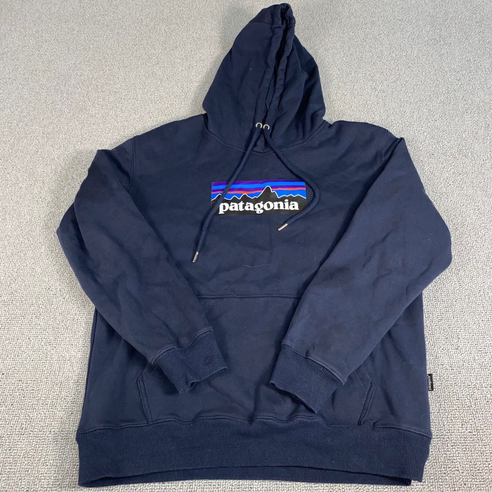 Patagonia Hoodie Mens XL Navy Blue Pullover Sweatshirt Logo Organic Cotton XL